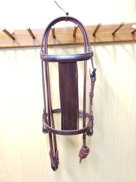 Cabezada Mont. Vaquera Artesana Jerezana F. Lopez (Marron Oscuro, Full, Con Ahogadero)